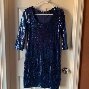Blue Navy Sequin Dress